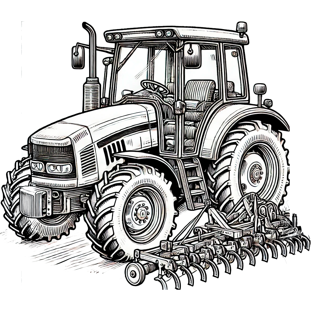 En moderne traktor med sin plov