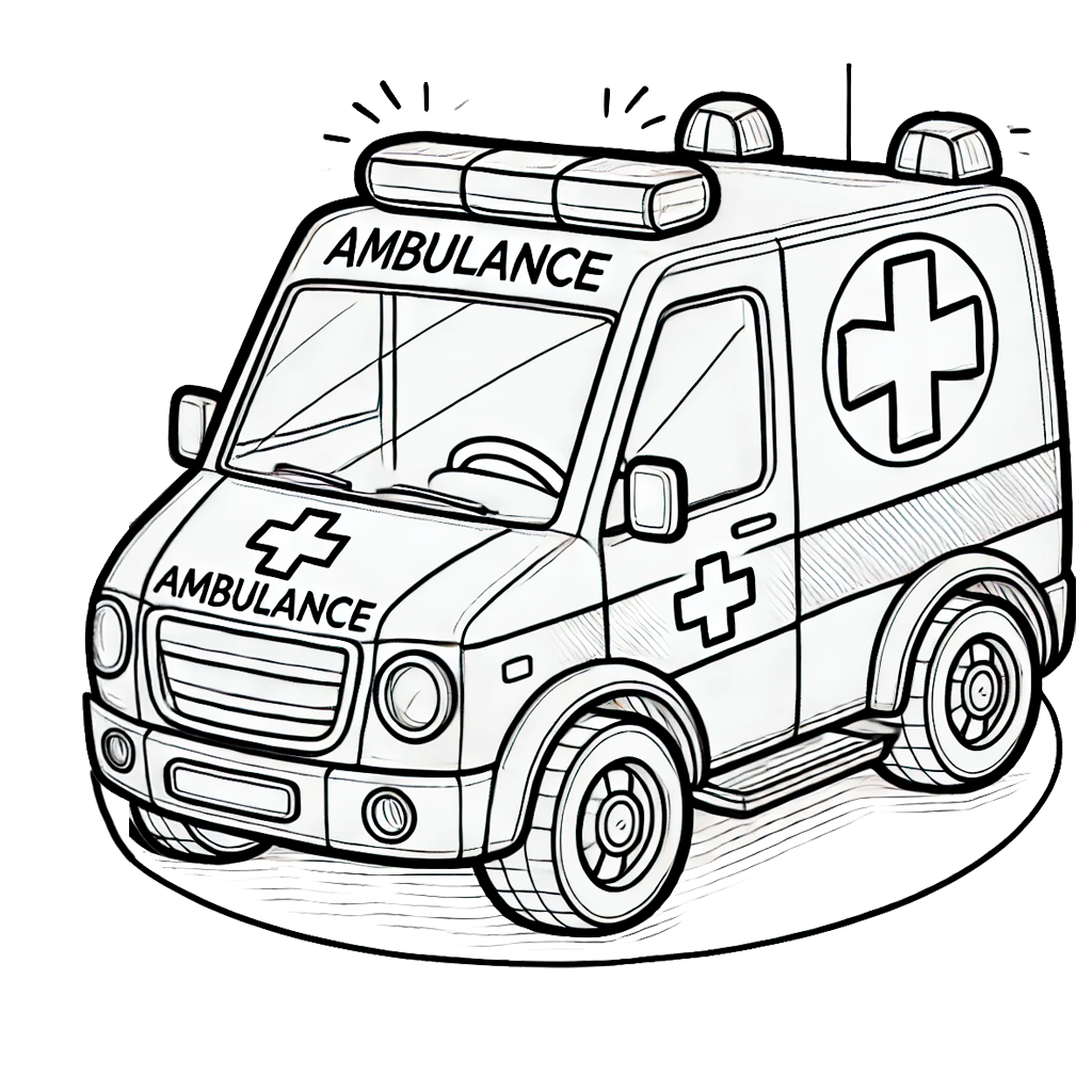 En simpel tegneserie ambulance
