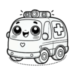 En smilende tegneserie ambulance